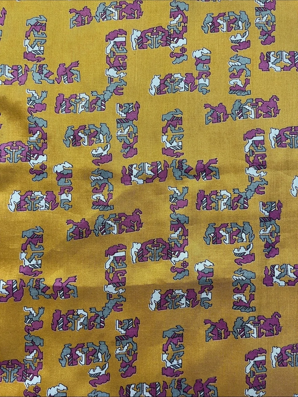 Vintage Sunburning Silk Blend Scarf Mustard Gold Abstract 50” Long